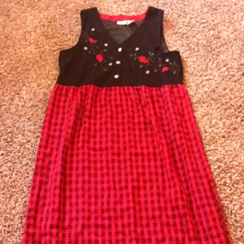 Large (12/14), women's, Bobbie Brooks dress, black/red plaid Christmas dress